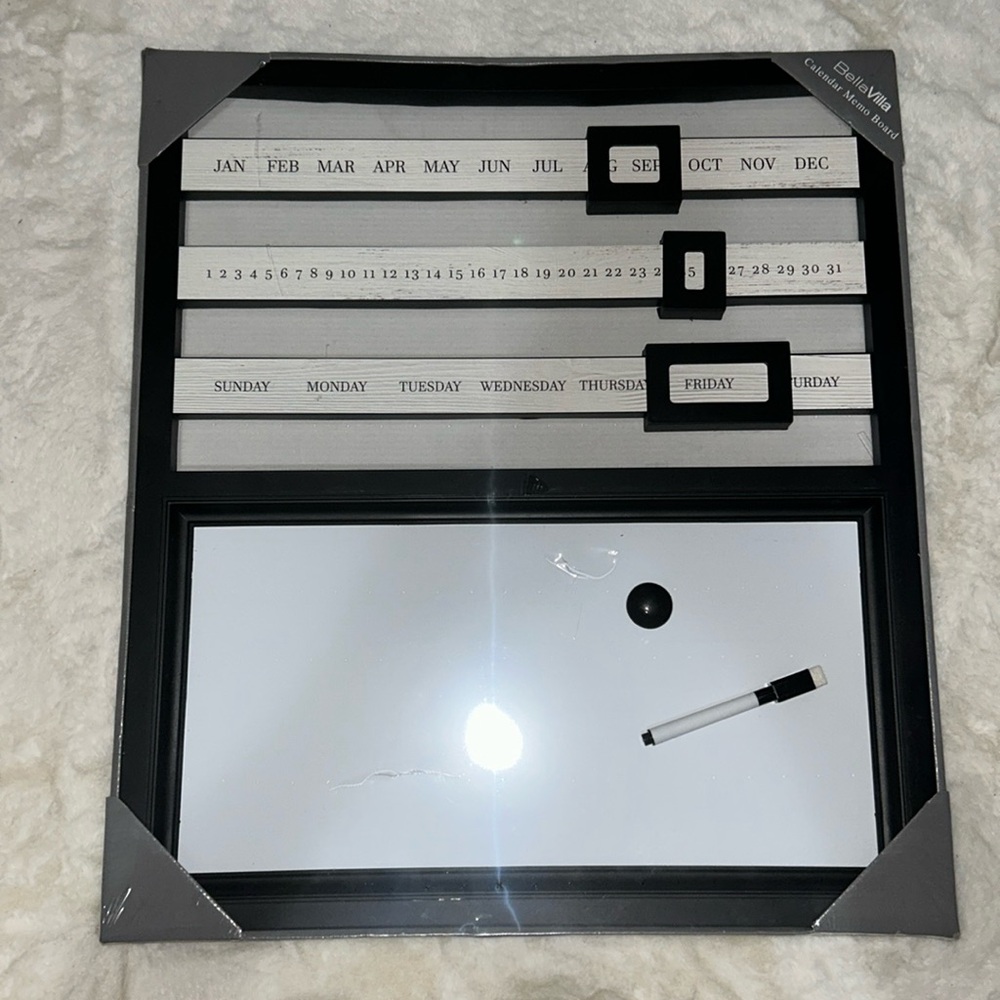 Dry erase calendar memo board.